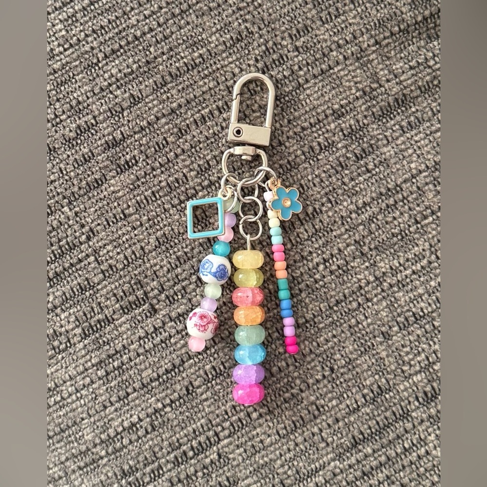 Vibrant Multicolor Rainbow Bag Charm Keychain